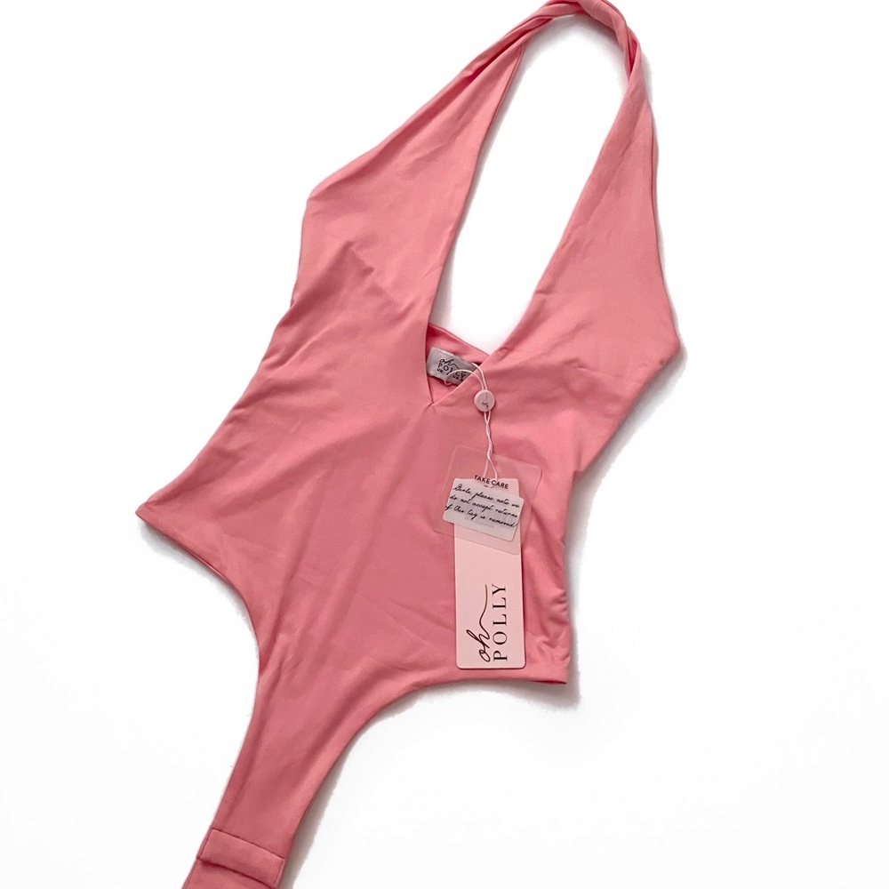 OH POLLY Pink Halter Bodysuit